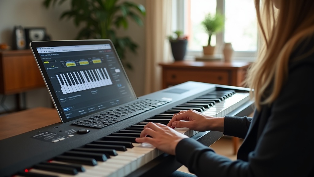Screenshot of the Piano Marvel platform interface showing interactive piano lessons and achievement charts.